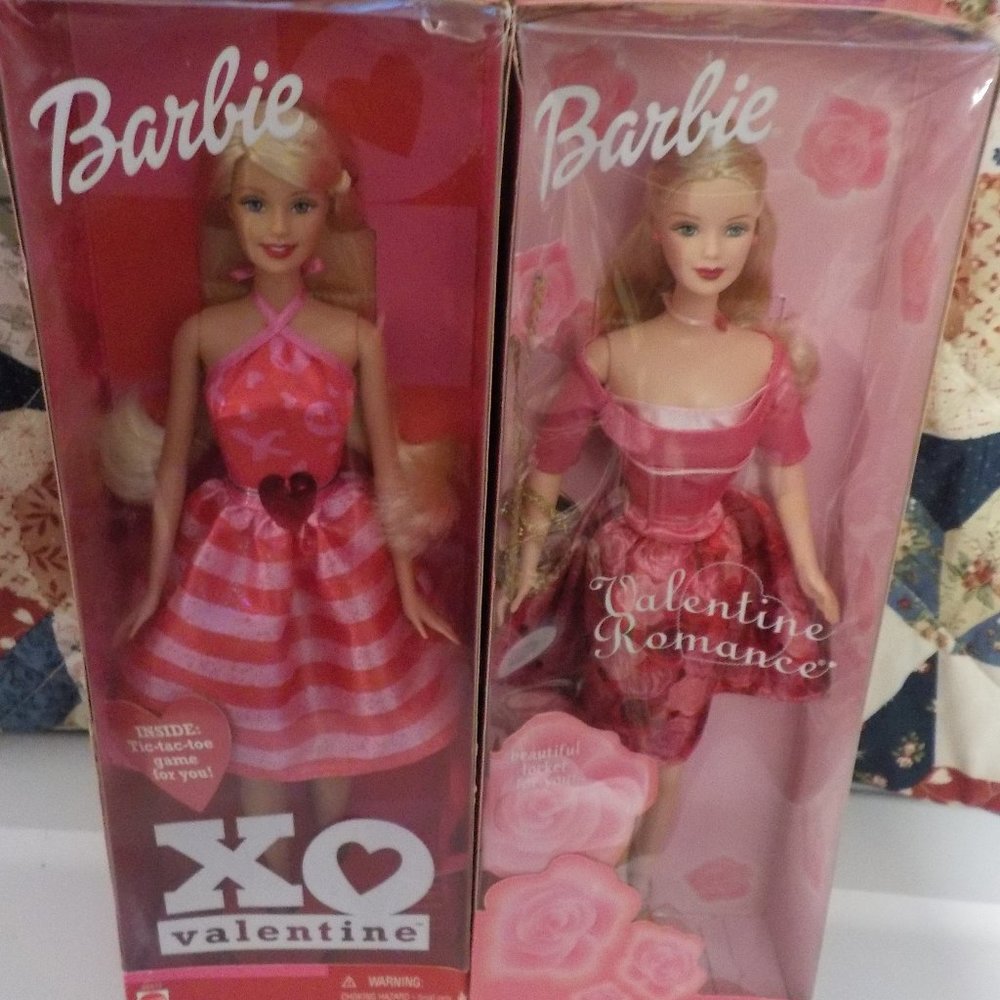 Lot of 2 NEW Barbie Valentine Dolls in Boxes.  Great Gift